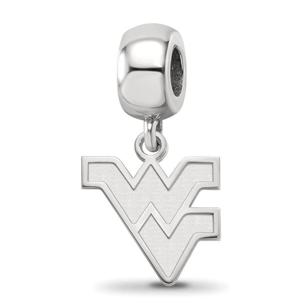 Sterling Silver West Virginia Univ. Small 'WV' Dangle Bead Charm